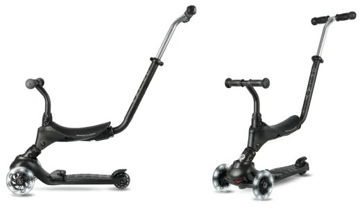 QPlay - Detská kolobežka SEMA PRO 5v1 s LED kolieskami, čierna