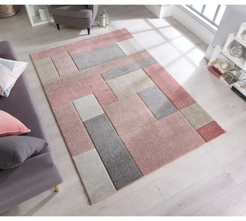 Ružovo-sivý koberec Flair Rugs Cosmos, 120 × 170 cm