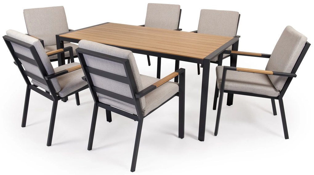 Záhradný hliníkový nábytok FELINI 6 antracit + drevodekor