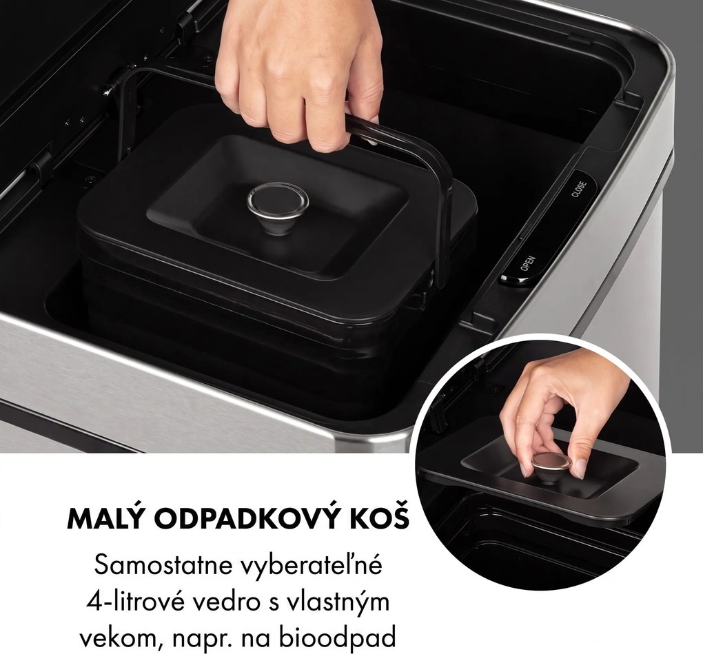 Klarstein Touchless, odpadkový kôš, senzor, 72 l, 4 nádoby, ABS/PP/ušľachtilá oceľ