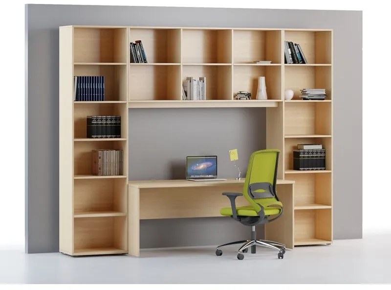 Knižnica INTEGRO policová vyššia, 835 x 1750 x 400 mm, 6 políc, buk