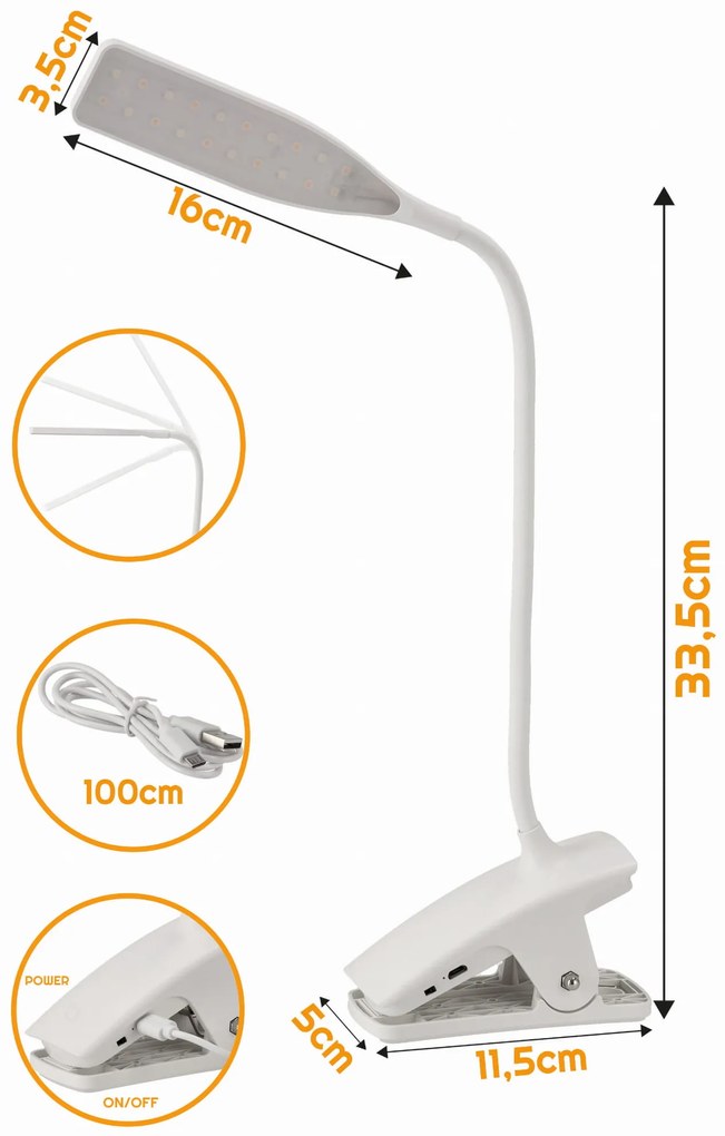 BERGE Pripínacia LED stolná lampa MIELNO