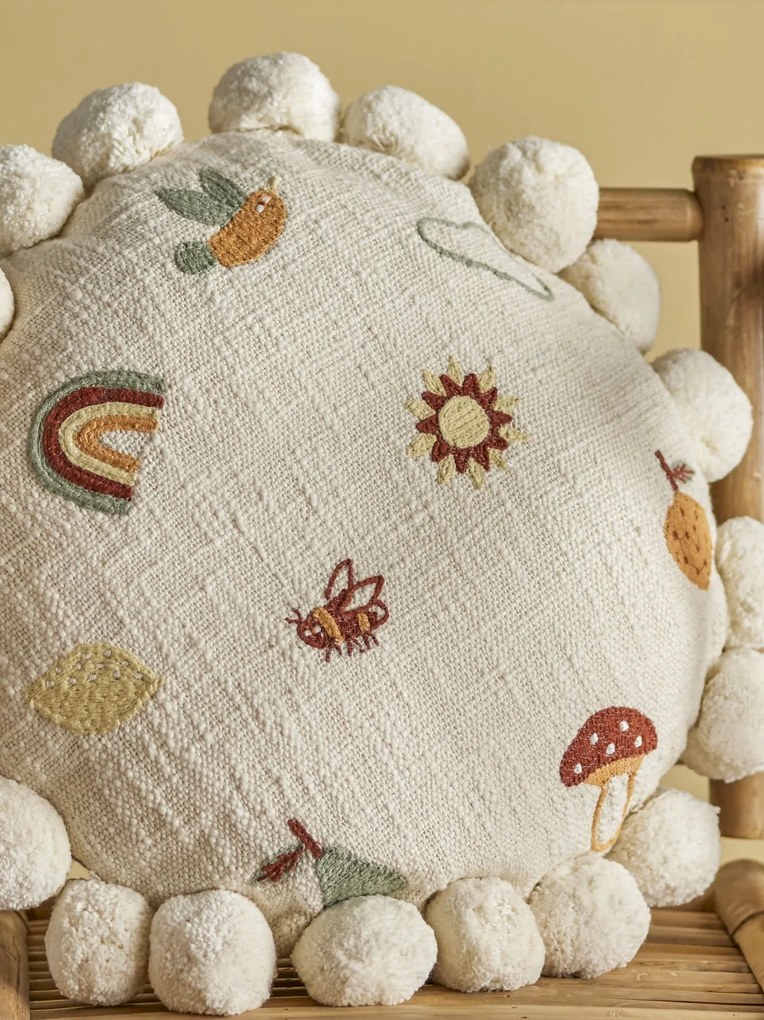 Bloomingville Okrúhly vyšívaný vankúš Agnes Ø 40 cm