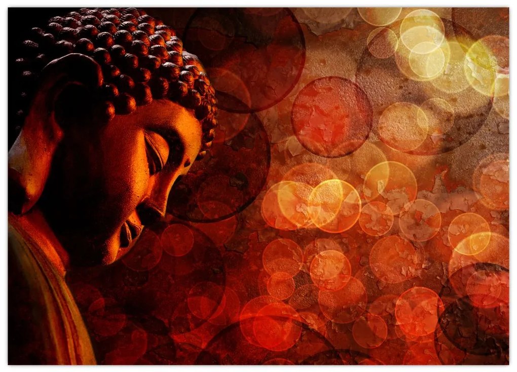 Obraz - Budha v červených tónoch (70x50 cm)