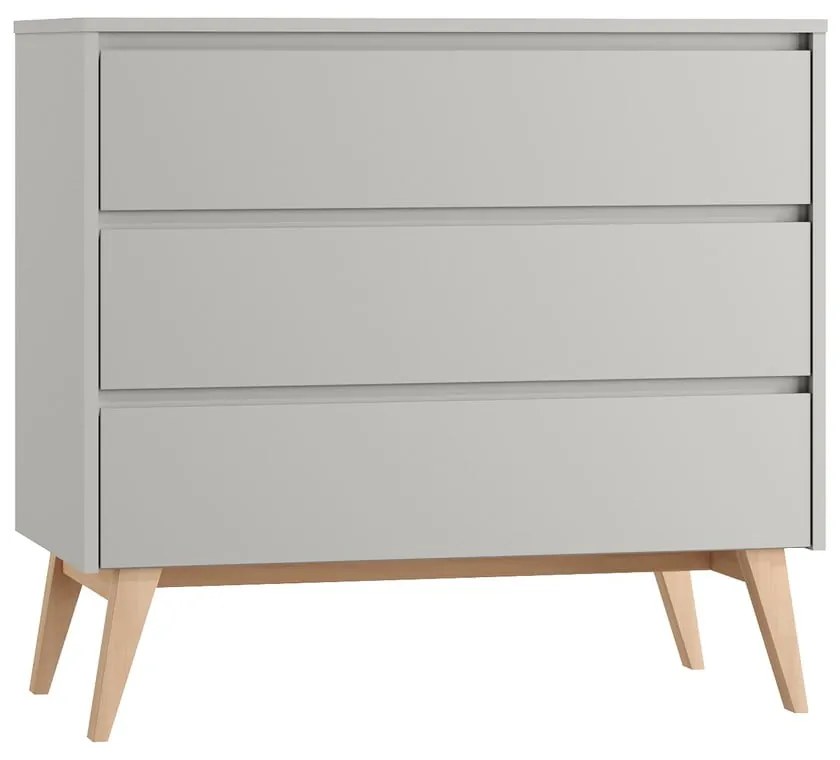 Sivá nízka detská komoda 100x52,5 cm Swing – Pinio
