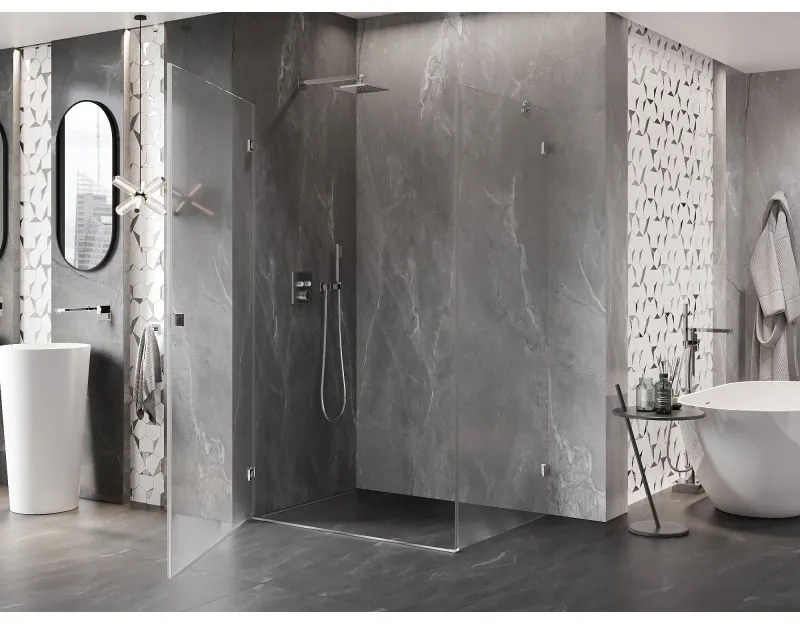 Mexen Lunar-B, výklopný sprchový kút ľavý 100 x 80 cm, 8mm číre sklo, chrómový profil, 832-100-080-01-00-L