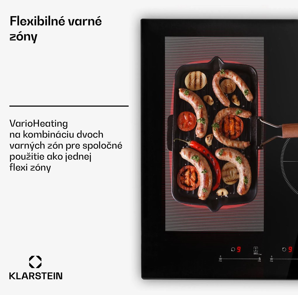 Klarstein Delicatessa 77 Hybrid, vstavaná indukčná varná doska, 7000 W, 4 zóny, čierna
