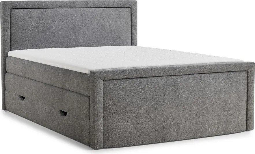 Sivá boxspring posteľ s úložným priestorom 200x200 cm Fresco – Maison de Rêve