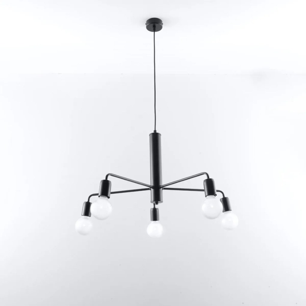 Luster Duomo 5, čierne telo svietidla