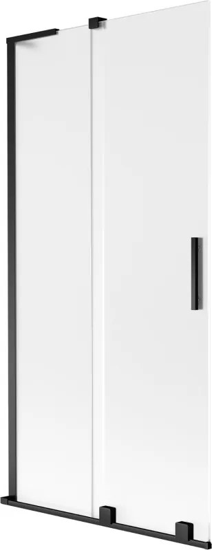 Mexen Velar L, 2-krídlová posuvná vaňová zástena 95 x 150 cm, 8mm sklo námraza, čierna matná, 896-095-003-31-70