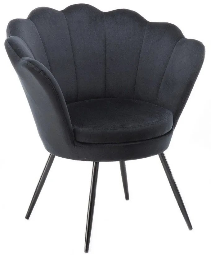 LuxuryForm DESIGN Kreslo FREY VELUR s čiernymi nohami - čierne