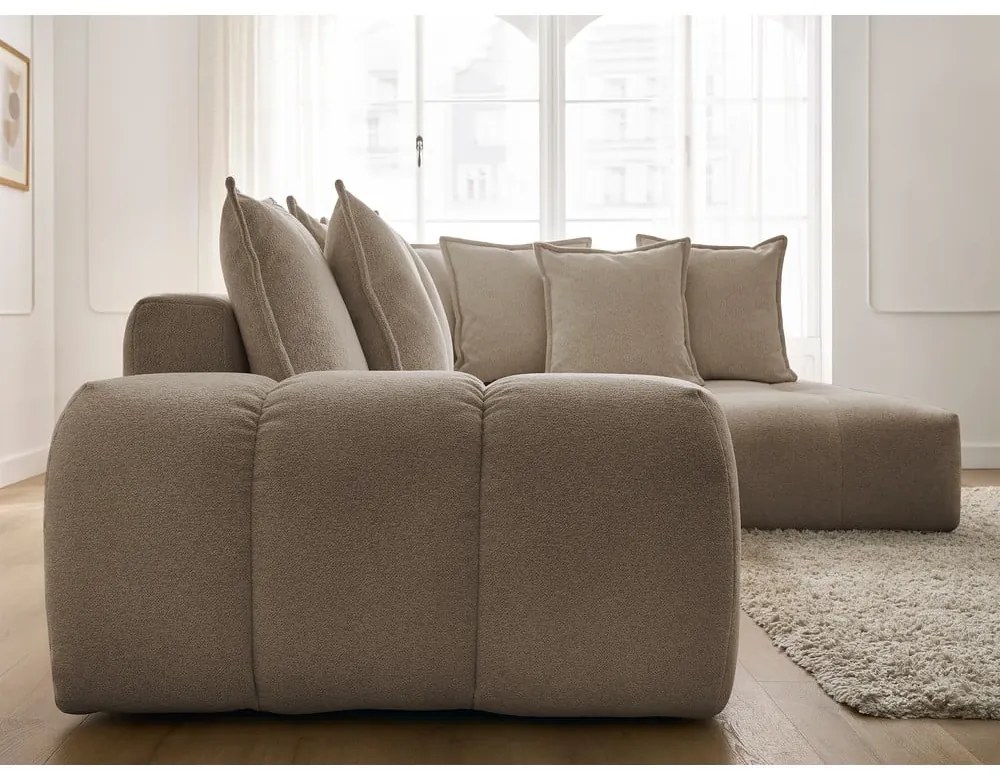 Taupe ženilková rozkladacia/s úložným priestorom rohová pohovka (pravý roh/do L) Everest – Bobochic Paris