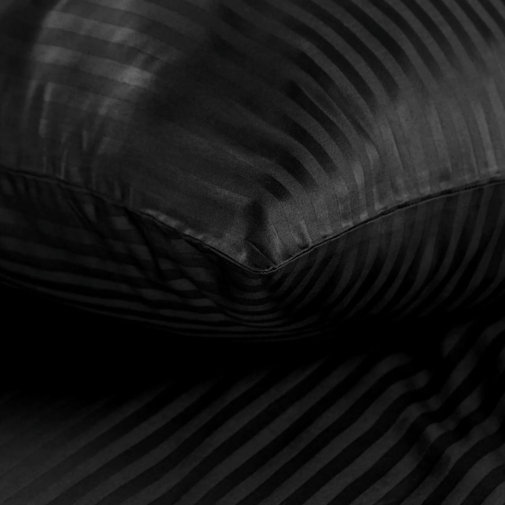 SATÉNOVÉ OBLIEČKY VERA 200X220 CM, 2 KS 70X80 CM ČIERNE