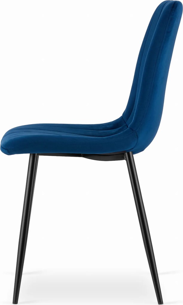 AKCIA Modrá zamatová stolička LAVA s čiernymi nohami II. akosť
