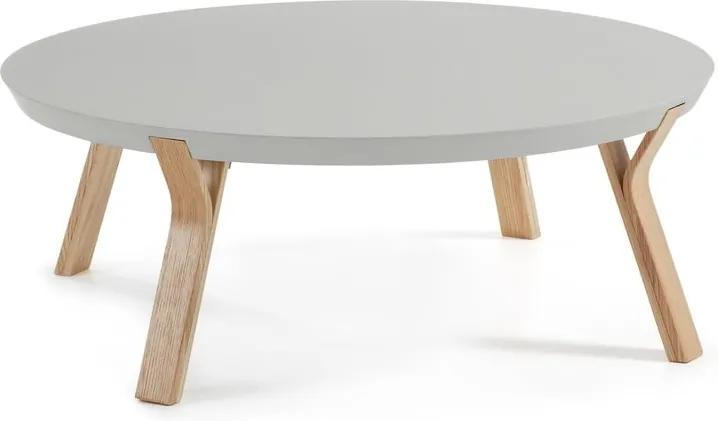 Svetlosivý konferenčný stolík s nohami z jaseňového dreva La Forma Solid, Ø 90 cm