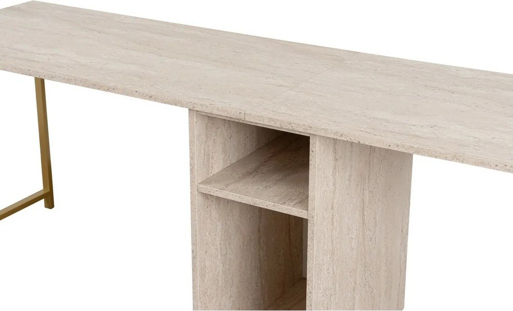 Dvojitý travertínový a zlatý pracovný stôl