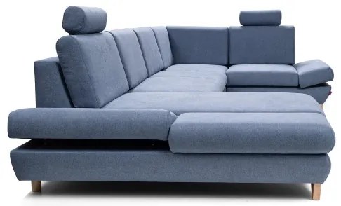 Rozkladacia rohová čalúnená sedacia súprava s úložným priestorom do U AVESTA modrá