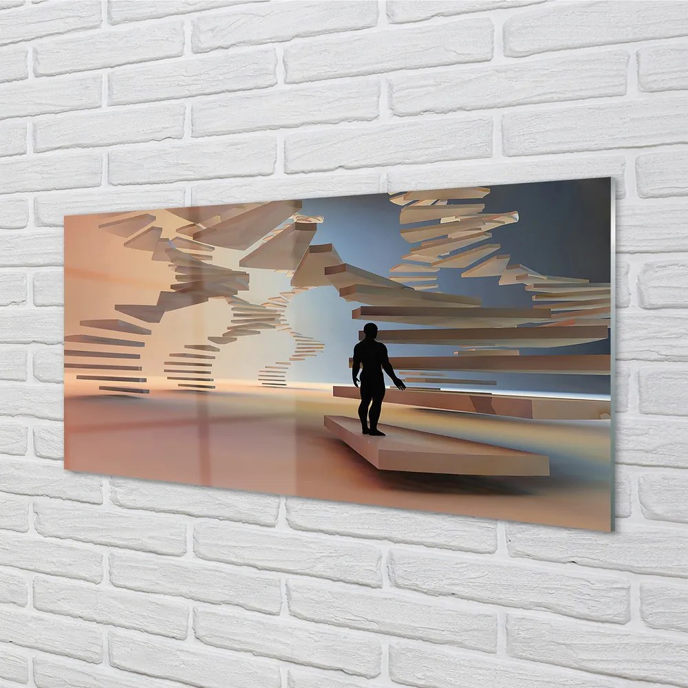 Nástenný panel  schody 3d 125x50 cm