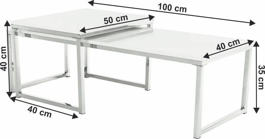 Konferenčný stolík (2 ks) Enisol Typ 2 - biely vysoký lesk