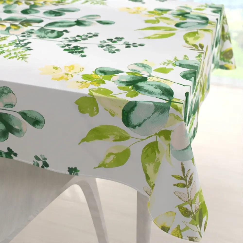 Biante Bavlnený štvorcový obrus Sandra SA-244 Zelený eukalyptus na bielom 110x110 cm