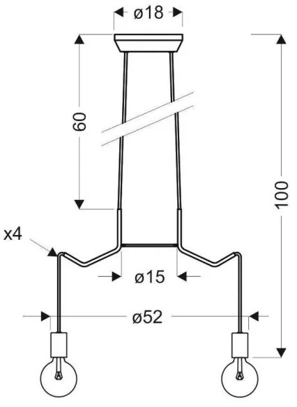 Luster na lanku BASSO 4xE27/40W/230V čierna