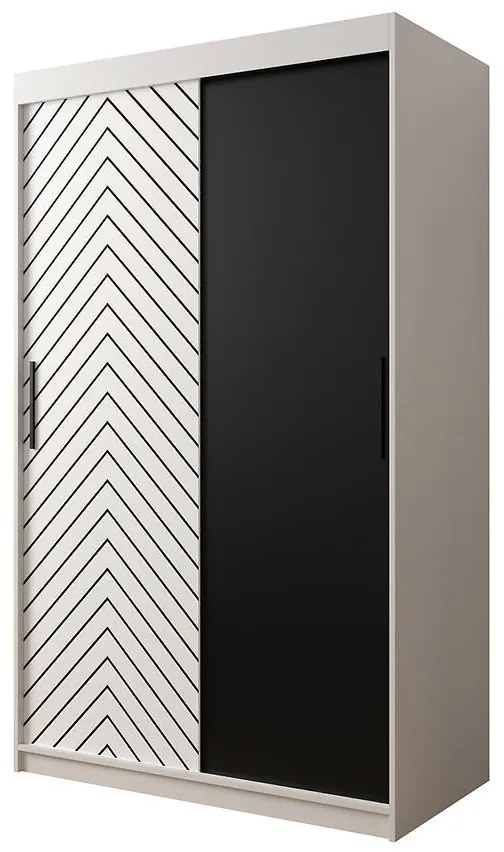 Skriňa Jodełka 120 biely/biely/čierna