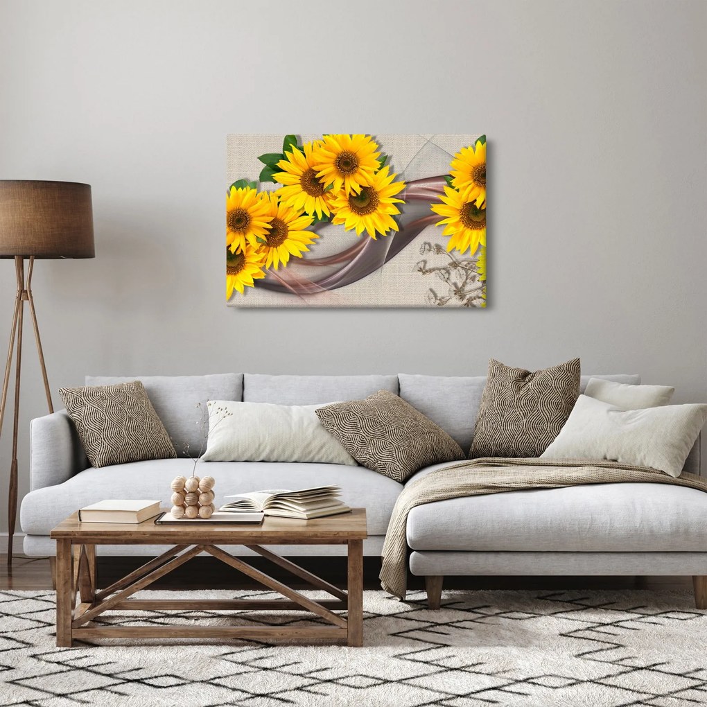 Obraz - Žiariace kvety slnečníc (90x60 cm)