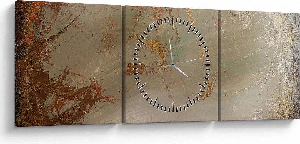 Obraz - Textúrovaná abstrakcia (s hodinami) (90x30 cm)