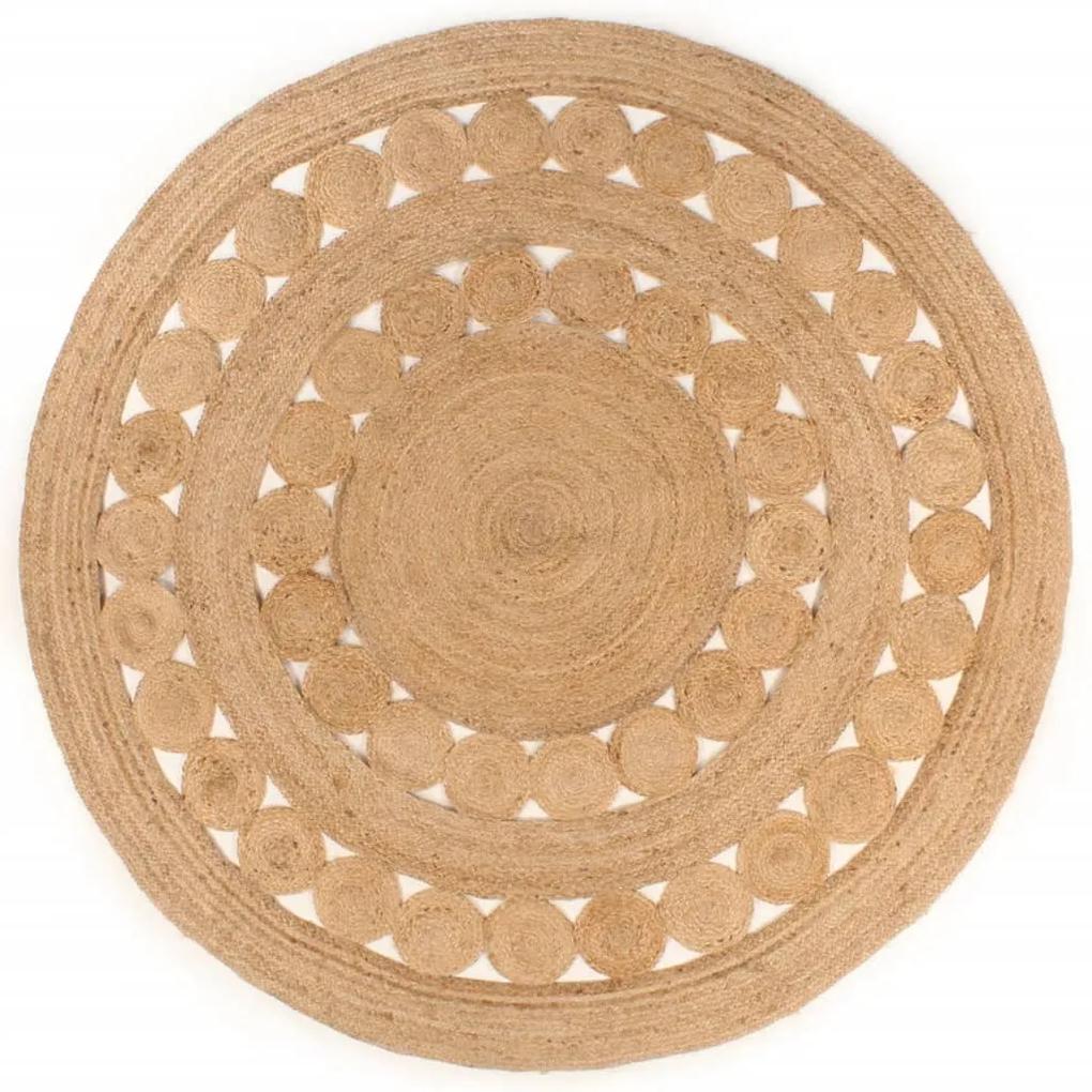 Pletený okrúhly jutový koberček s dizajnom 180 cm