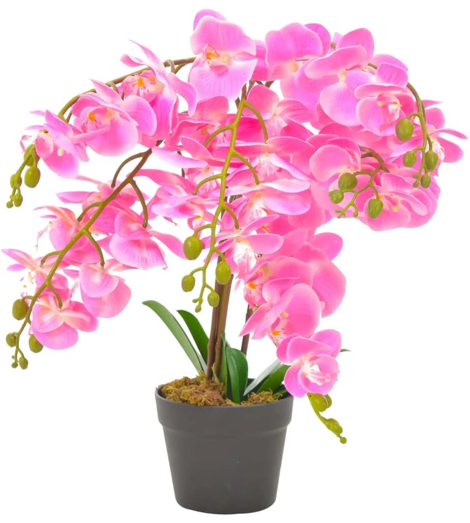 vidaXL Umelá rastlina orchidea s kvetináčom 60 cm ružová