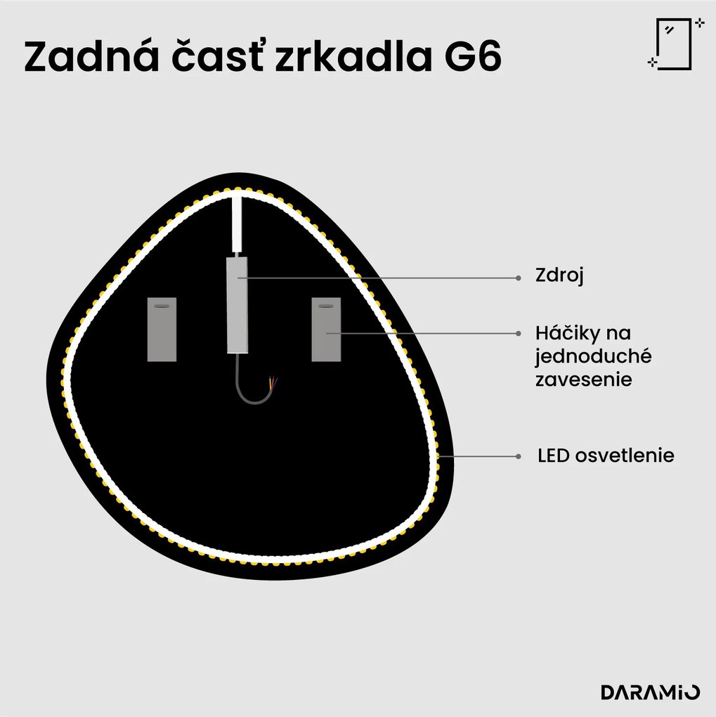 Zrkadlo v tvare kamienka s LED osvetlením G6