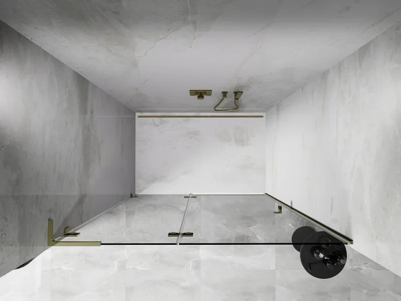 Mexen, Mexen Lunar L Otočné ľavé sprchové dvere 130 cm, transparentné, zlaté - 834L-130-000-50-00-L
