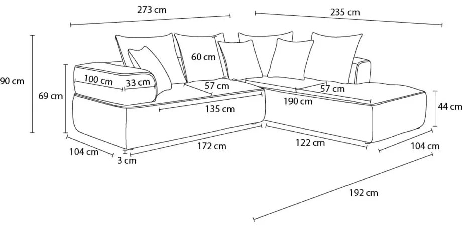 Terakotová ženilková rohová pohovka (pravý roh/do L) Whesley – Bobochic Paris