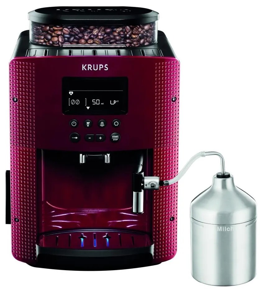 Krups - Automatický kávovar s nádobou na mlieko ESSENTIAL 1450W/230V červená