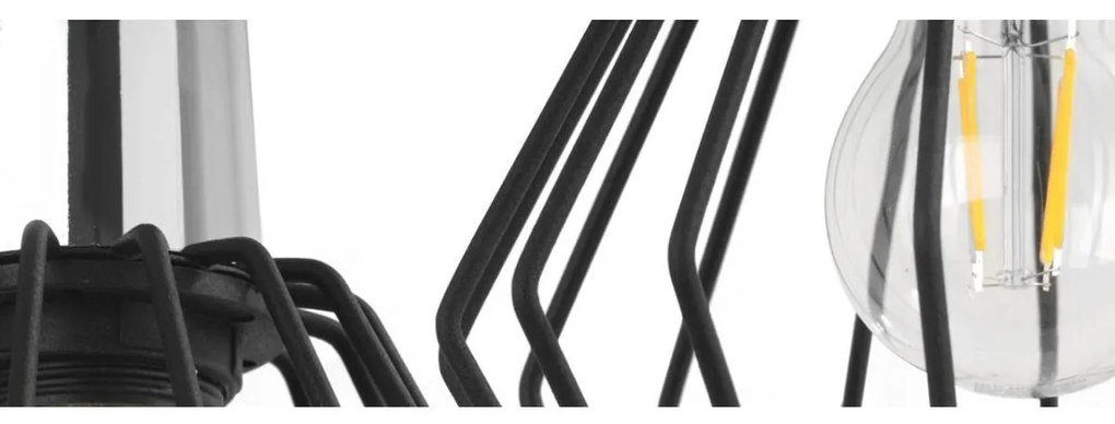 Závesné svietidlo Nuvola Spider 4, 3x čierne drôtené tienidlo, ch