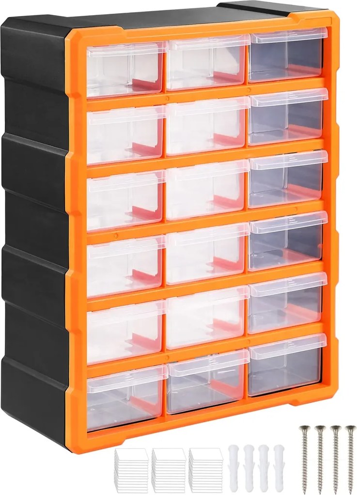 Organizér Damir s 18 priehradkami čierny/oranžový