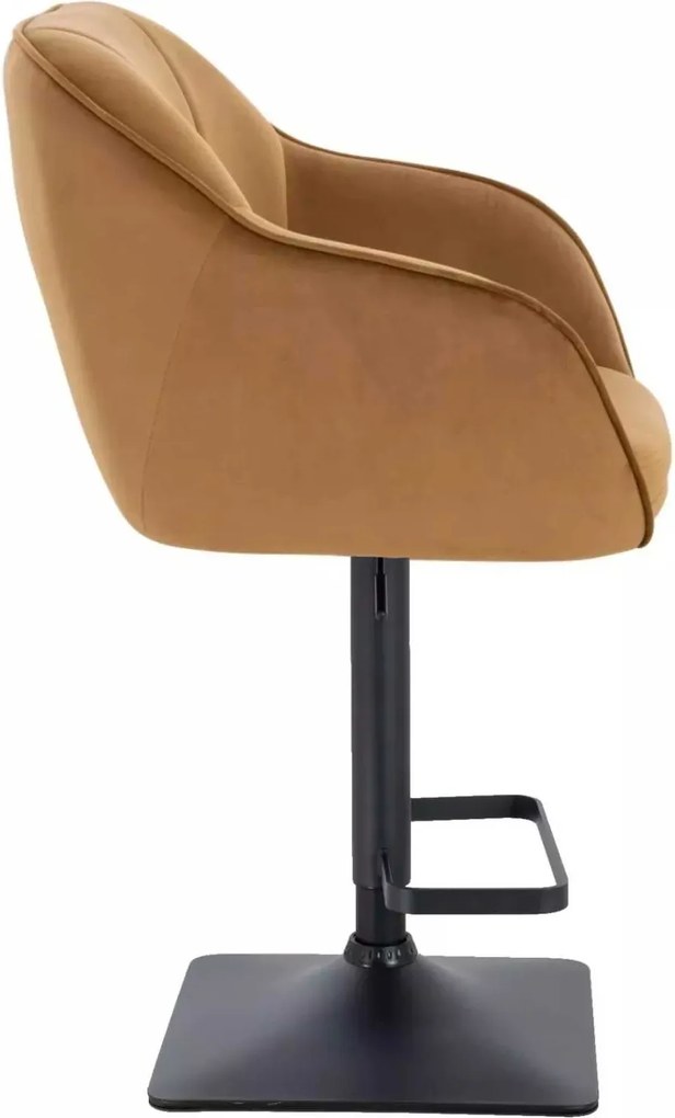 LuxuryForm DESIGN Barová stolička AVOLA VELUR na čiernej hranatej podstave - medová