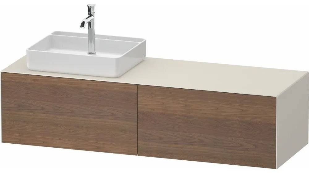 DURAVIT White Tulip závesná skrinka pod umývadlo na dosku (umývadlo vľavo), 2 zásuvky, 1600 x 550 x 408 mm, americký orech masív/nordická biela matná, WT4864L77390000