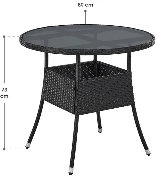 InternetovaZahrada Ratanový okrúhly stôl Yoro Ø80 cm - čierny