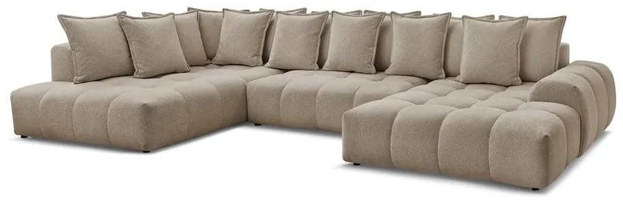 Taupe ženilková rozkladacia/s úložným priestorom rohová pohovka (ľavý roh/do tvaru "U") Everest – Bobochic Paris