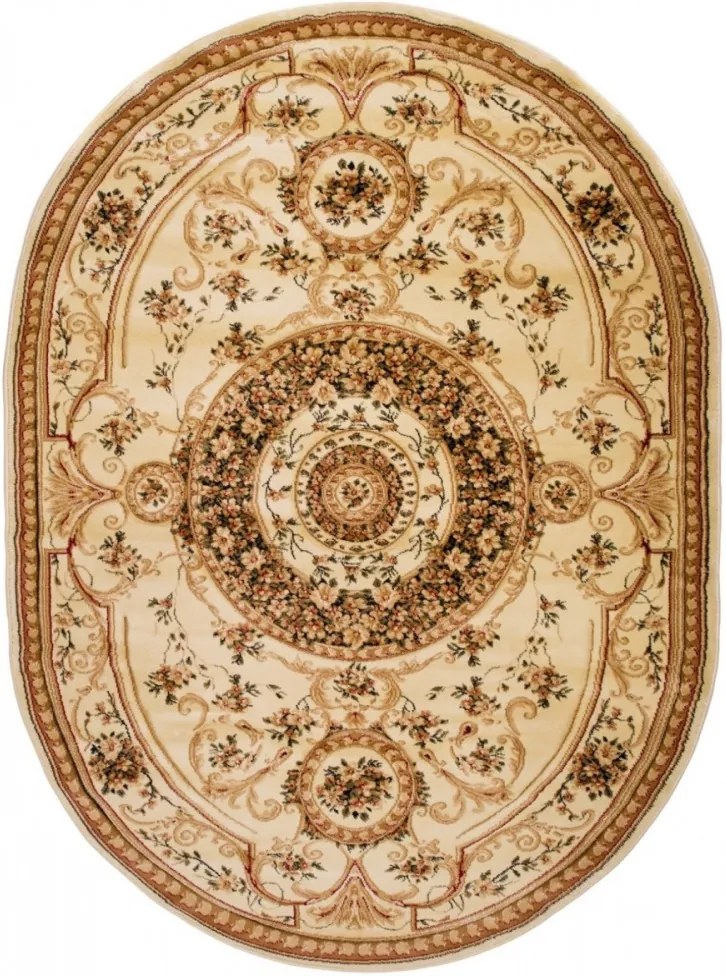 Kusový koberec klasický vzor 3 béžový ovál, Velikosti 250x350cm