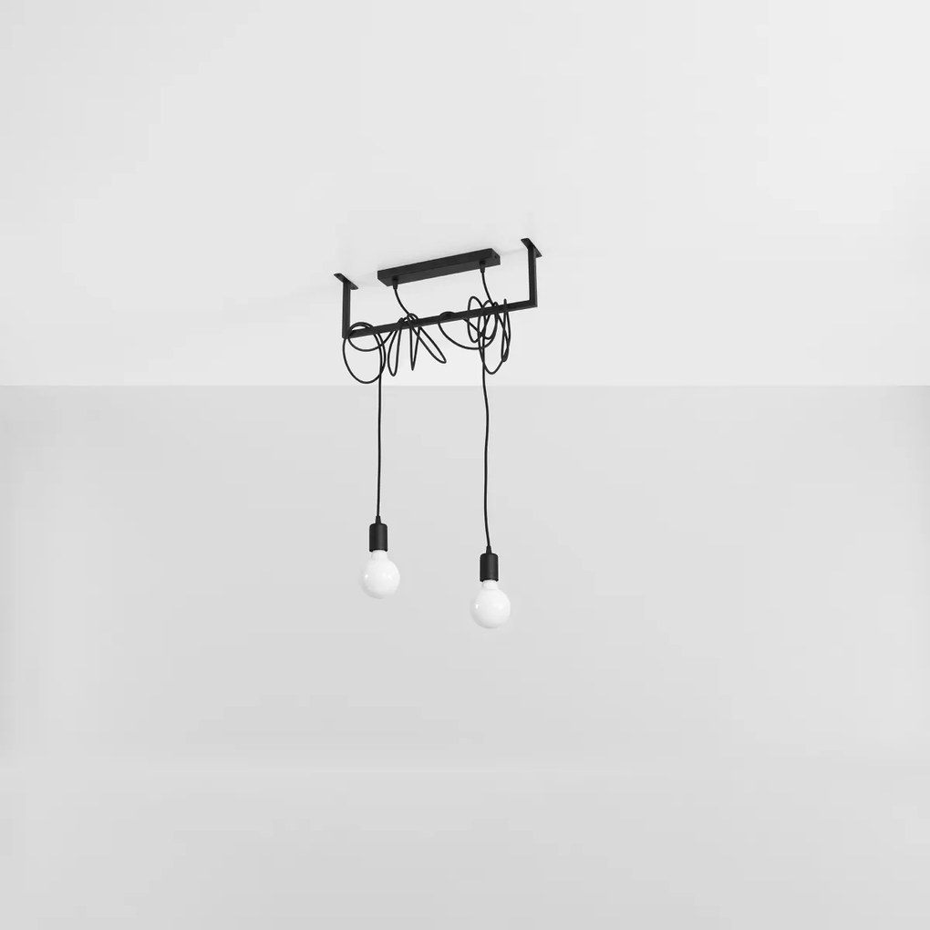 Závesné svietidlo Salamanca 2, čierne telo svietidla