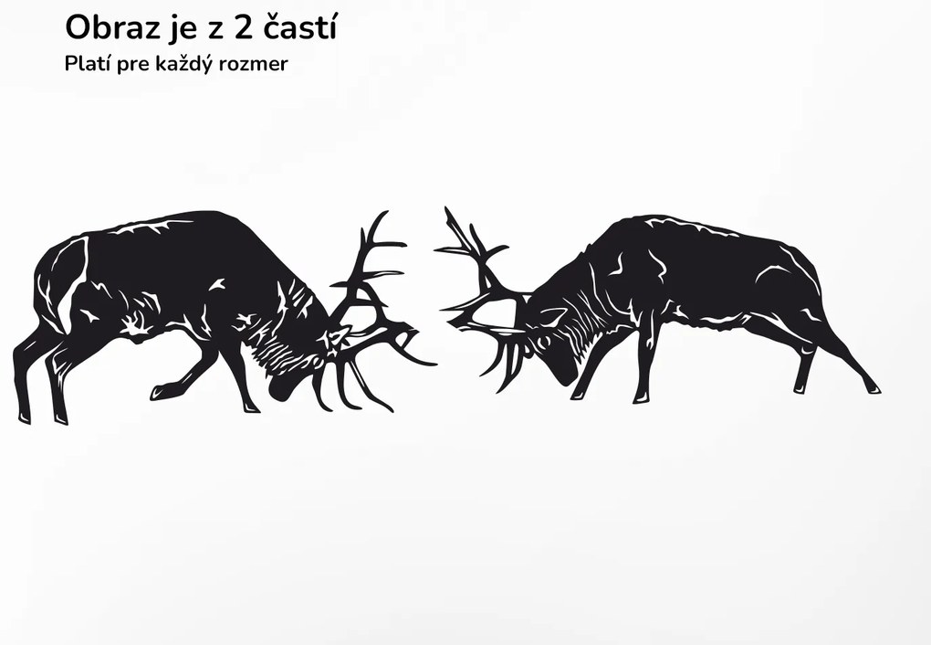 drevko Drevená dekorácia na stenu Súboj jeleňov Rozmer obrazu: 17 x 65 cm, Farba dekorácie: Čierna