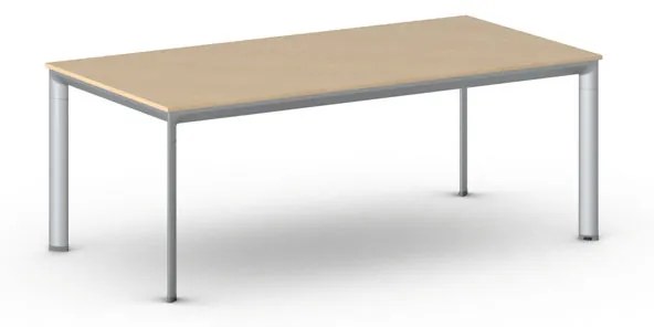 Kancelársky stôl PRIMO INVITATION, sivostrieborná podnož 2000 x 1000 mm, orech