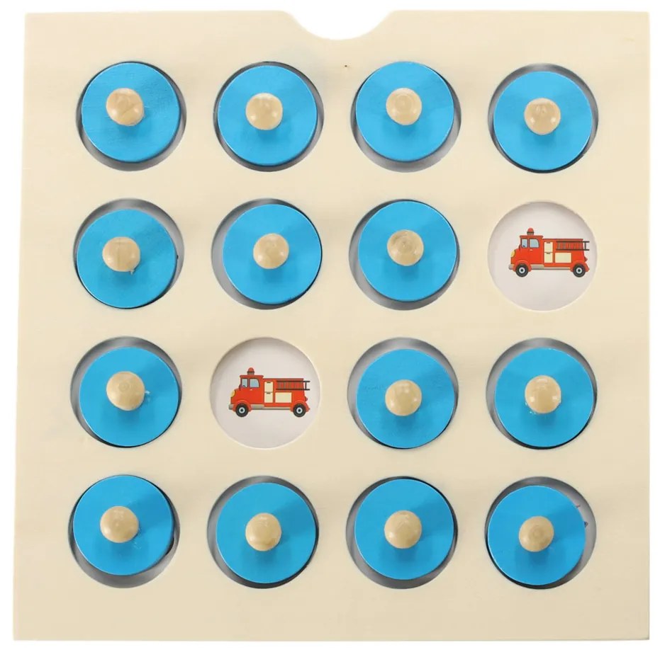 KIK Dřevěná desková hra puzzle paměť + 4 karty