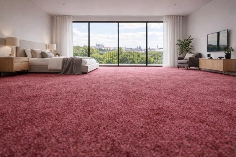 ITC, Koberec metráž Serenade 016, na mieru, šíře 4m,5m, červená, filc, chodba / predsieň