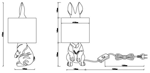 Globo 21633G - Stolná lampa RABBIT 1xE27/25W/230V