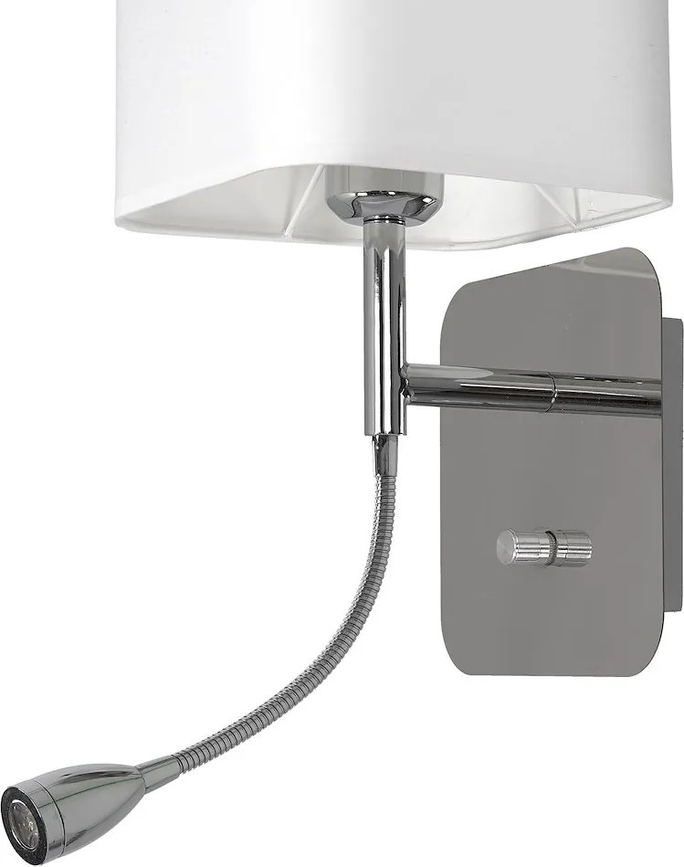 Nástenné svietidlo Napoli, 1x biele textilné tienidlo + 1xLED 1w, ch