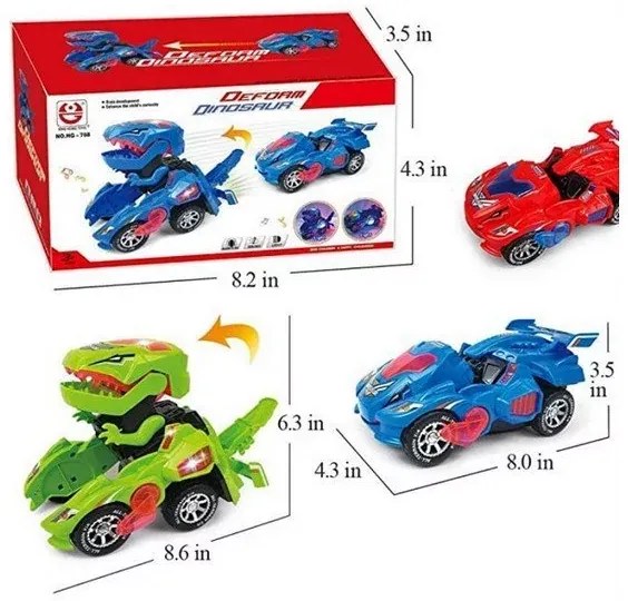 Zaparkorun Transformujúce sa dinosaurie auto s LED DYNOCAR - Modré