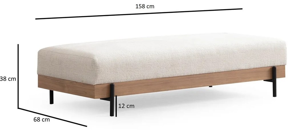 Taburetka Eti Oak Pouffe White